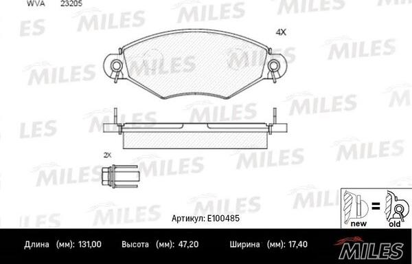 Miles E100485 - Тормозные колодки, дисковые, комплект www.autospares.lv