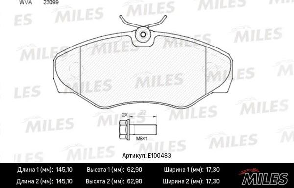 Miles E100483 - Bremžu uzliku kompl., Disku bremzes autospares.lv