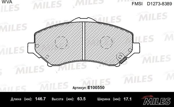 Miles E100550 - Bremžu uzliku kompl., Disku bremzes www.autospares.lv