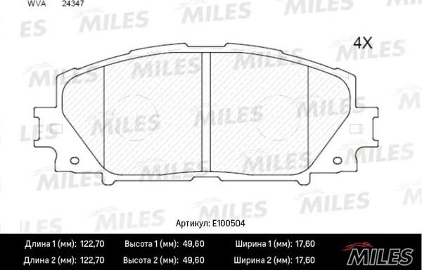 Miles E100504 - Bremžu uzliku kompl., Disku bremzes autospares.lv