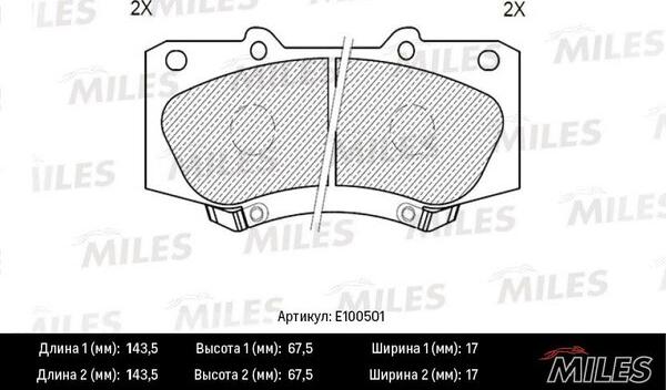 Miles E100501 - Brake Pad Set, disc brake www.autospares.lv