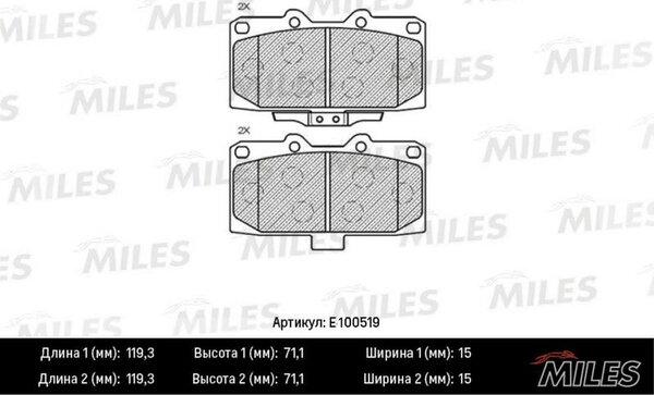 Miles E100519 - Bremžu uzliku kompl., Disku bremzes www.autospares.lv