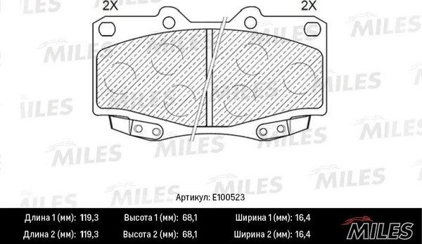 Miles E100523 - Тормозные колодки, дисковые, комплект www.autospares.lv