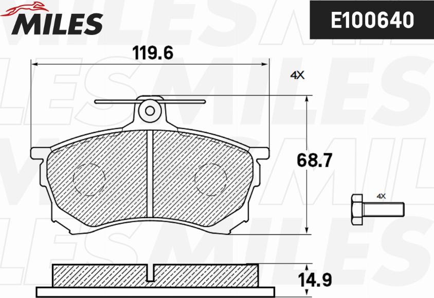 Miles E100640 - Bremžu uzliku kompl., Disku bremzes www.autospares.lv