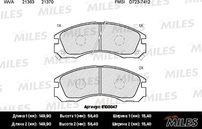 Miles E100047 - Тормозные колодки, дисковые, комплект www.autospares.lv