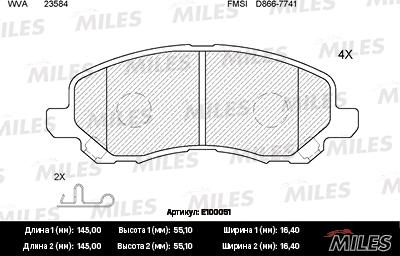 Miles E100051 - Bremžu uzliku kompl., Disku bremzes autospares.lv