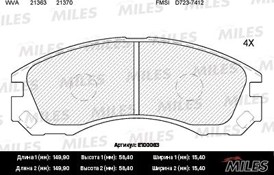 Miles E100063 - Тормозные колодки, дисковые, комплект www.autospares.lv