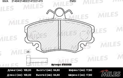 Miles E100000 - Brake Pad Set, disc brake www.autospares.lv