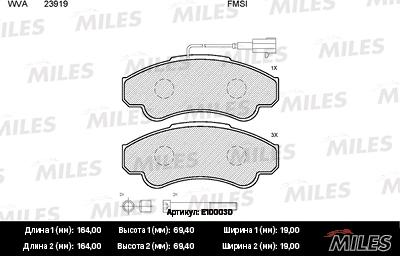 Miles E100030 - Тормозные колодки, дисковые, комплект www.autospares.lv