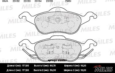 Miles E100027 - Bremžu uzliku kompl., Disku bremzes www.autospares.lv