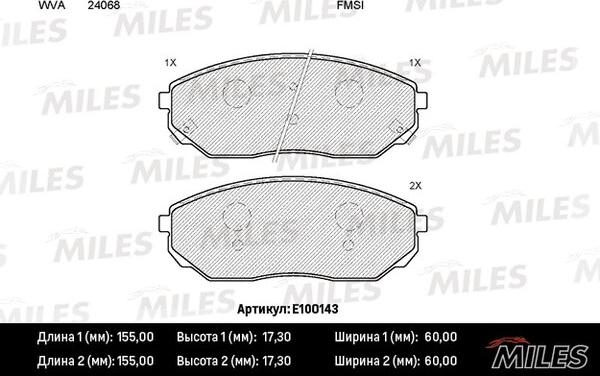 Miles E100143 - Bremžu uzliku kompl., Disku bremzes www.autospares.lv