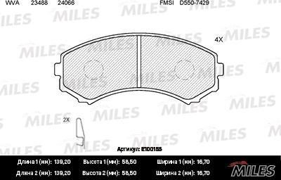 Miles E100155 - Bremžu uzliku kompl., Disku bremzes autospares.lv