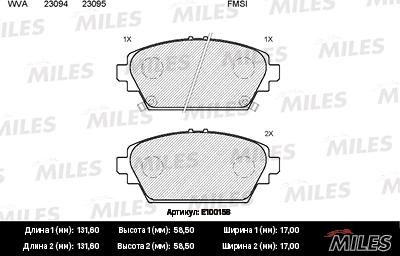 Miles E100158 - Bremžu uzliku kompl., Disku bremzes autospares.lv