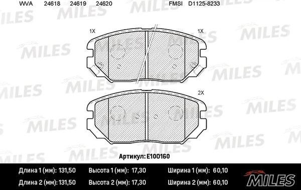 Miles E100160 - Bremžu uzliku kompl., Disku bremzes autospares.lv