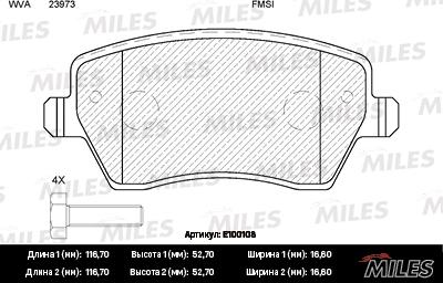 Miles E100108 - Bremžu uzliku kompl., Disku bremzes www.autospares.lv