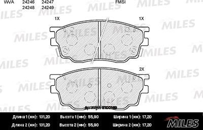 Miles E100189 - Тормозные колодки, дисковые, комплект www.autospares.lv