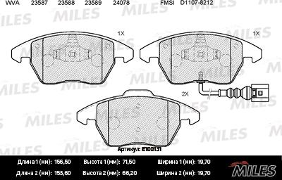 Miles E100131 - Тормозные колодки, дисковые, комплект www.autospares.lv