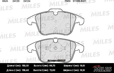 Miles E100137 - Тормозные колодки, дисковые, комплект www.autospares.lv