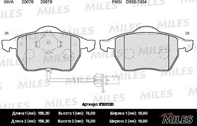 Miles E100120 - Brake Pad Set, disc brake www.autospares.lv