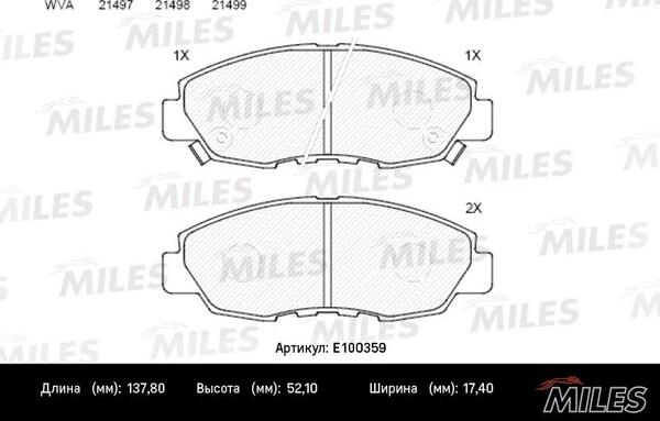 Miles E100359 - Bremžu uzliku kompl., Disku bremzes autospares.lv