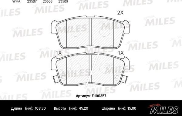 Miles E100357 - Bremžu uzliku kompl., Disku bremzes autospares.lv