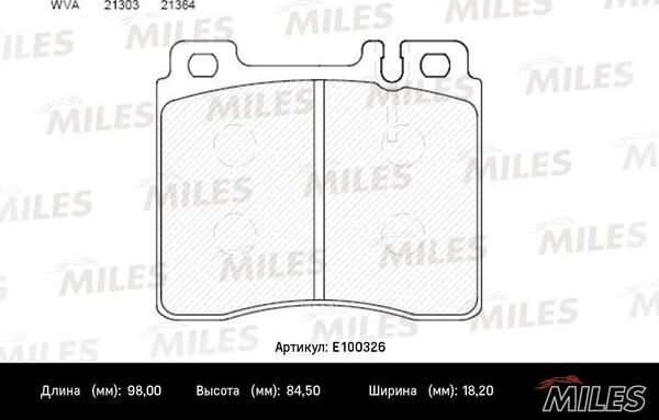 Miles E100326 - Bremžu uzliku kompl., Disku bremzes autospares.lv