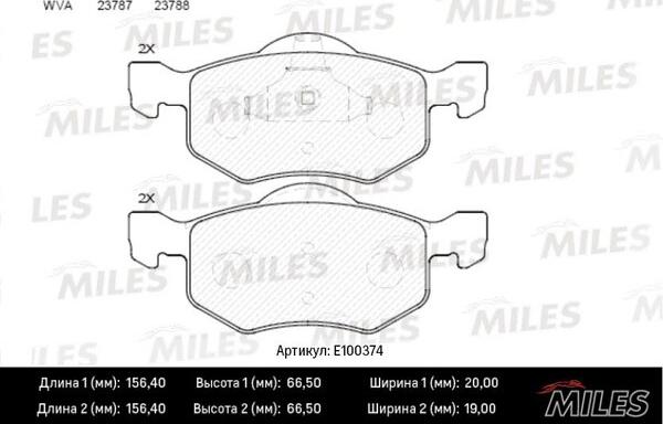 Miles E100374 - Bremžu uzliku kompl., Disku bremzes autospares.lv