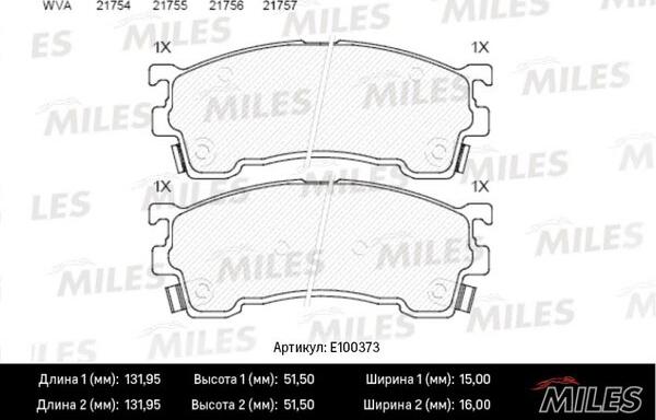 Miles E100373 - Bremžu uzliku kompl., Disku bremzes autospares.lv