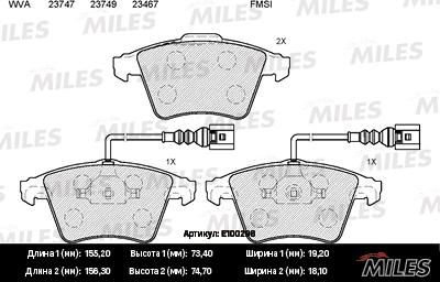 Miles E100298 - Bremžu uzliku kompl., Disku bremzes www.autospares.lv