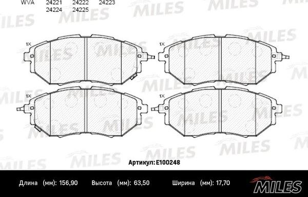 Miles E100248 - Brake Pad Set, disc brake www.autospares.lv