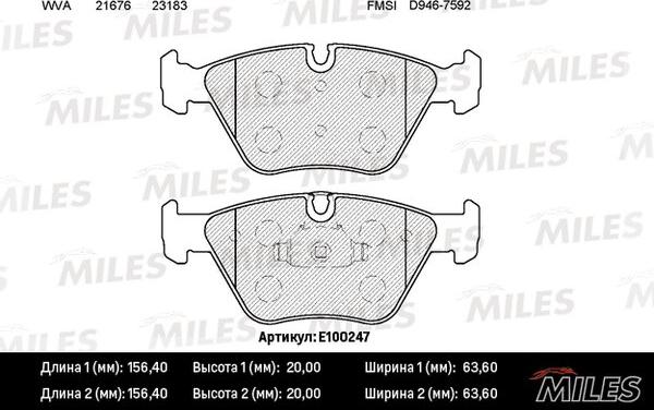 Miles E100247 - Bremžu uzliku kompl., Disku bremzes autospares.lv