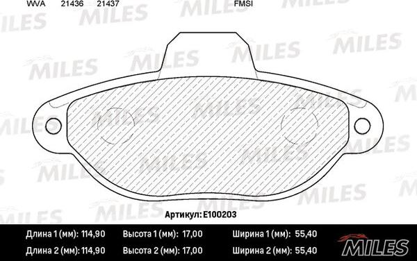 Miles E100203 - Brake Pad Set, disc brake www.autospares.lv