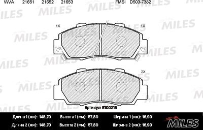 Miles E100218 - Bremžu uzliku kompl., Disku bremzes www.autospares.lv