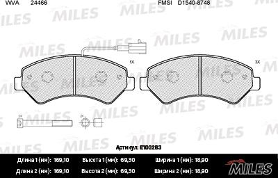 Miles E100283 - Bremžu uzliku kompl., Disku bremzes autospares.lv