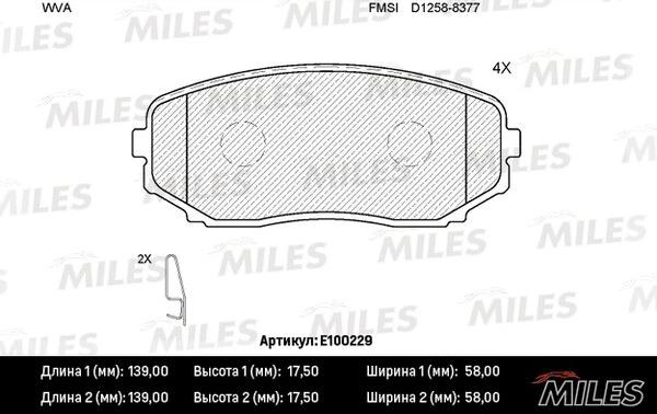 Miles E100229 - Brake Pad Set, disc brake www.autospares.lv