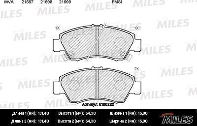 Miles E100222 - Bremžu uzliku kompl., Disku bremzes www.autospares.lv