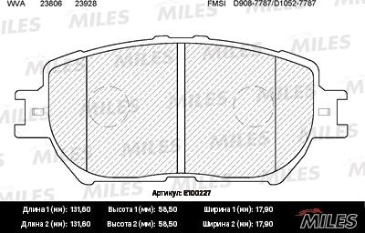 Miles E100227 - Bremžu uzliku kompl., Disku bremzes www.autospares.lv