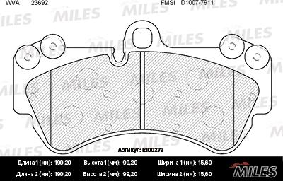 Miles E100272 - Bremžu uzliku kompl., Disku bremzes www.autospares.lv