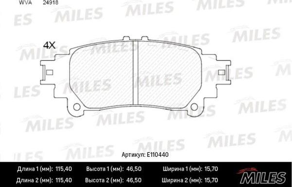 Miles E110440 - Bremžu uzliku kompl., Disku bremzes autospares.lv