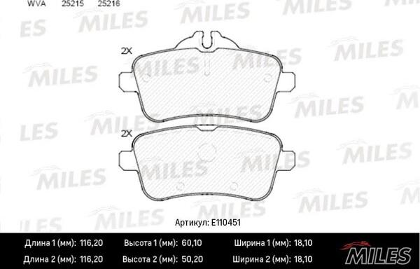 Miles E110451 - Bremžu uzliku kompl., Disku bremzes autospares.lv