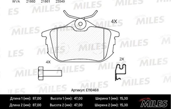 Miles E110468 - Bremžu uzliku kompl., Disku bremzes www.autospares.lv