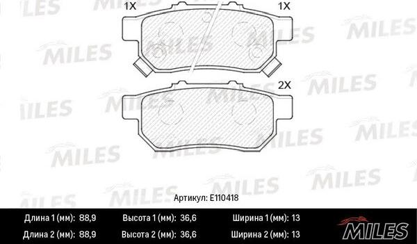 Miles E110418 - Bremžu uzliku kompl., Disku bremzes www.autospares.lv