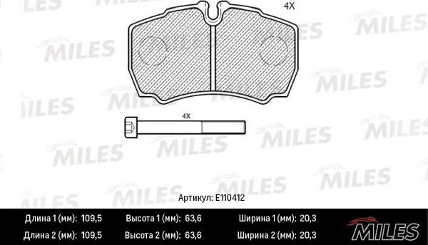 Miles E110412 - Brake Pad Set, disc brake www.autospares.lv