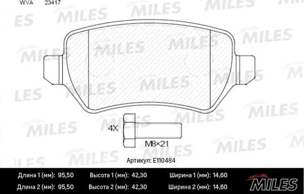 Miles E110484 - Bremžu uzliku kompl., Disku bremzes autospares.lv