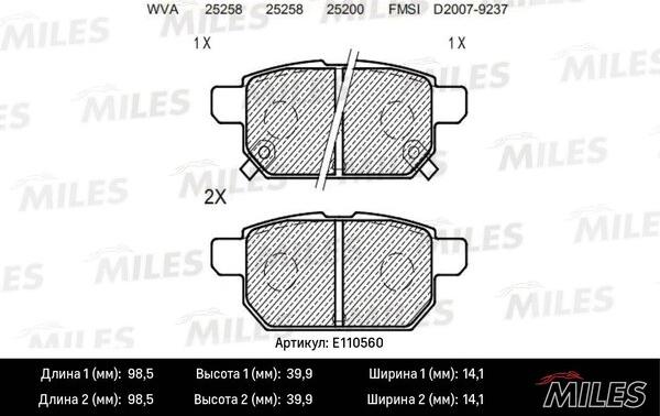 Miles E110560 - Bremžu uzliku kompl., Disku bremzes autospares.lv