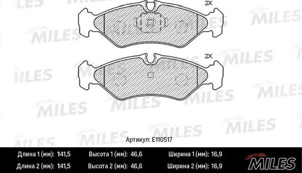 Miles E110517 - Тормозные колодки, дисковые, комплект www.autospares.lv