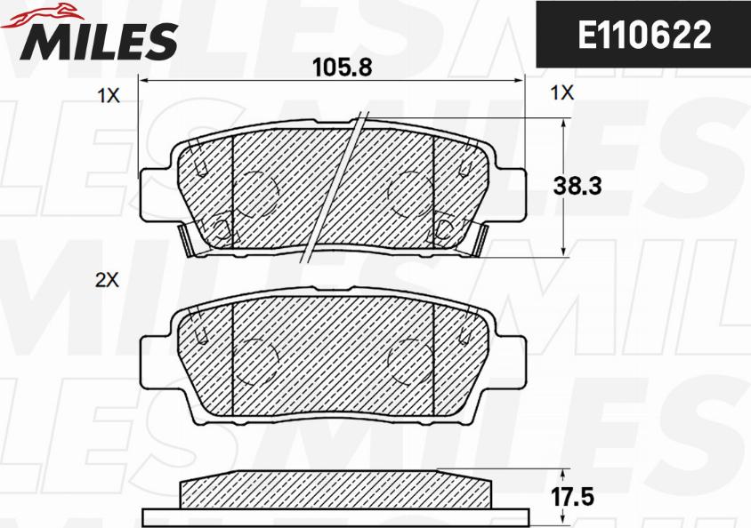 Miles E110622 - Тормозные колодки, дисковые, комплект www.autospares.lv