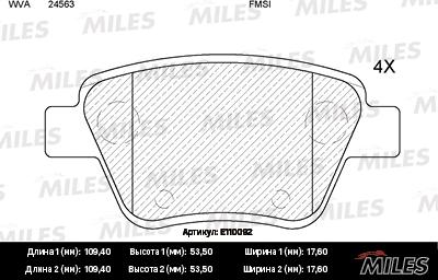 Miles E110092 - Тормозные колодки, дисковые, комплект www.autospares.lv