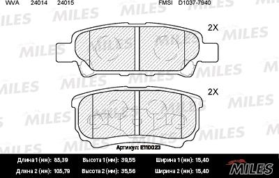 Miles E110023 - Bremžu uzliku kompl., Disku bremzes www.autospares.lv