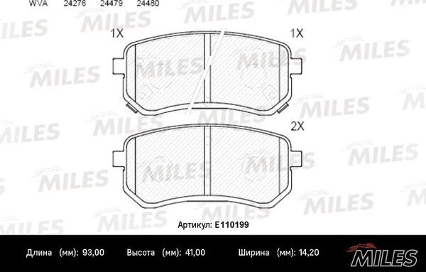 Miles E110199 - Bremžu uzliku kompl., Disku bremzes www.autospares.lv